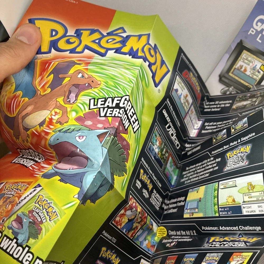 Pokemon Fire Red Leaf Green Game Boy Advance Promo Poster + Nintendo Powr Insert